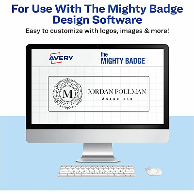 The Mighty Badge The Mighty Badge Printable Insert Sheets, 100 Clear Inserts, Laser (AVE71210)
