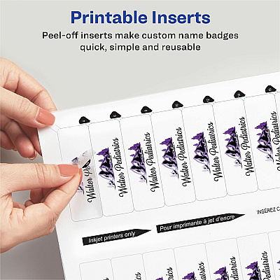 The Mighty Badge The Mighty Badge Printable Insert Sheets, 100 Clear Inserts, Laser (AVE71210)