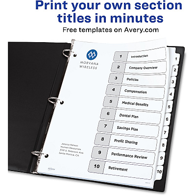 Avery Ready Index 10-tab Custom TOC Dividers (AVE11823)