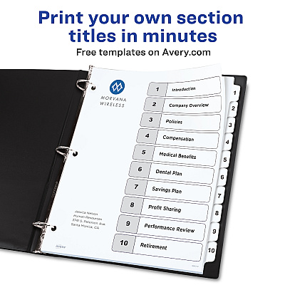 Avery Ready Index 10-tab Custom TOC Dividers (AVE11823)