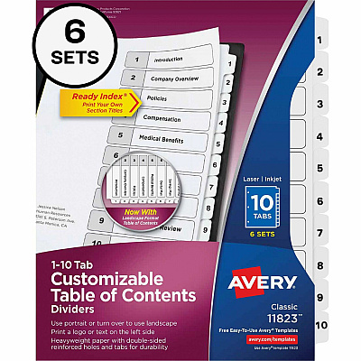 Avery Ready Index 10-tab Custom TOC Dividers (AVE11823)