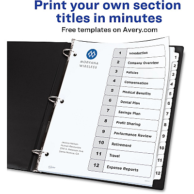 Avery Ready Index 12-tab Custom TOC Dividers (AVE11824)