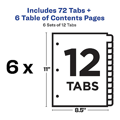 Avery Ready Index 12-tab Custom TOC Dividers (AVE11824)