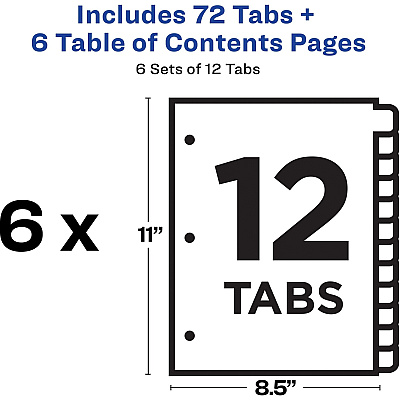 Avery Ready Index 12-tab Custom TOC Dividers (AVE11824)