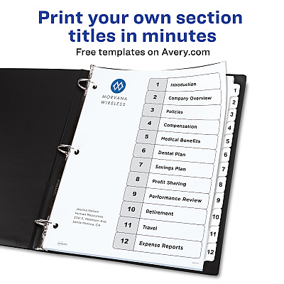 Avery Ready Index 12-tab Custom TOC Dividers (AVE11824)