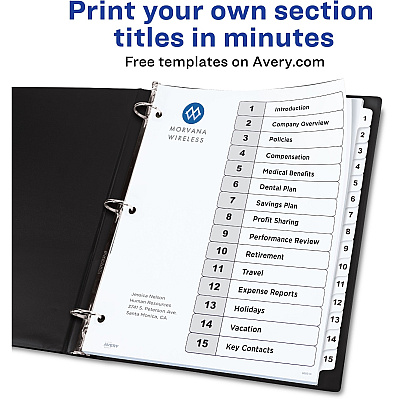 Avery 15-tab Custom Table of Contents Dividers (AVE11825)