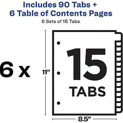 Avery 15-tab Custom Table of Contents Dividers (AVE11825)