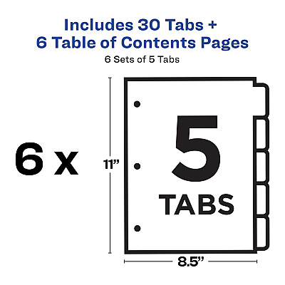 Avery Classification Folder 5-tab TOC Dividers (AVE11821)