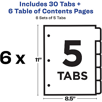 Avery Classification Folder 5-tab TOC Dividers (AVE11821)
