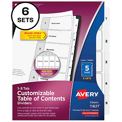 Avery Classification Folder 5-tab TOC Dividers (AVE11821)