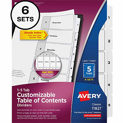 Avery Classification Folder 5-tab TOC Dividers (AVE11821)