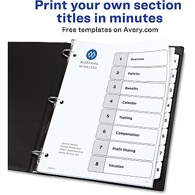 Avery 8-tab Custom Table of Contents Dividers (AVE11822)