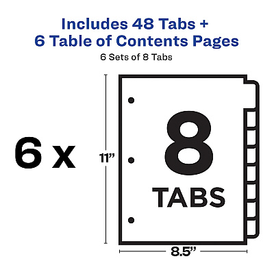 Avery 8-tab Custom Table of Contents Dividers (AVE11822)