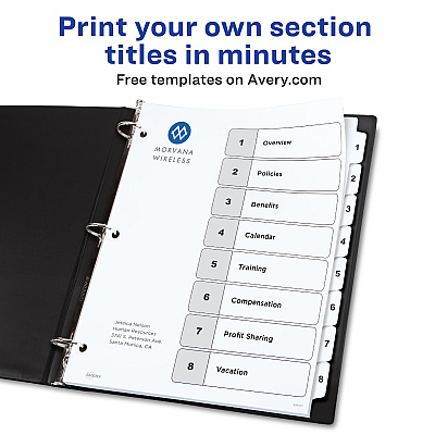 Avery 8-tab Custom Table of Contents Dividers (AVE11822)