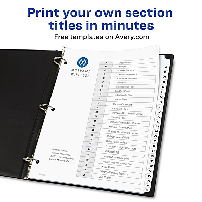 Avery A-Z Black & White Table of Contents Dividers (AVE11828)