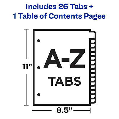 Avery A-Z Black & White Table of Contents Dividers (AVE11828)