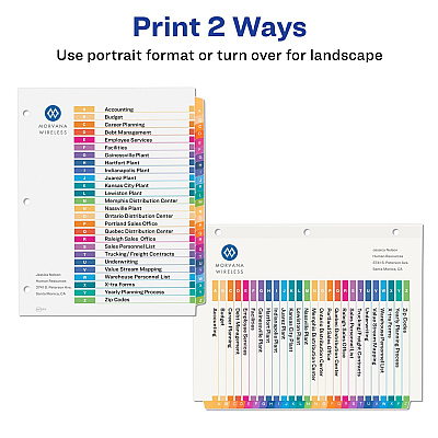 Avery A-Z Customizable Multicolor TOC Dividers (AVE11832)