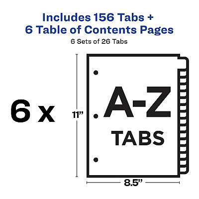 Avery A-Z Customizable Multicolor TOC Dividers (AVE11832)