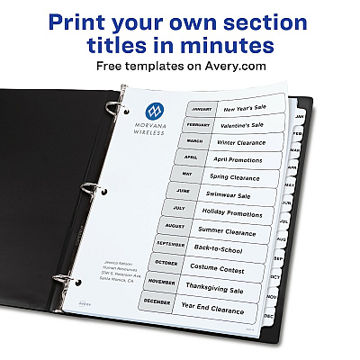 Avery Monthly Tab Table of Contents Dividers (AVE11826)