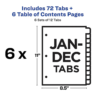 Avery Monthly Tab Table of Contents Dividers (AVE11826)