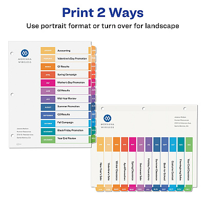 Avery Ready Index 12 Tab Dividers, Customizable TOC, 6 Sets (AVE11830)