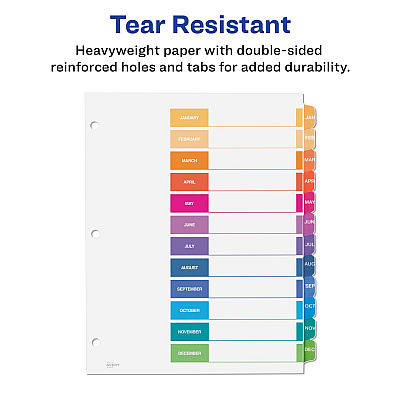 Avery Ready Index 12 Tab Dividers, Customizable TOC, 6 Sets (AVE11830)