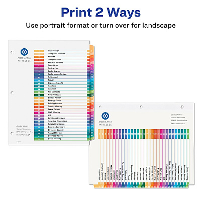 Avery Ready Index 31 Tab Dividers, Customizable TOC, 6 Sets (AVE11831)