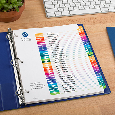 Avery Ready Index 31 Tab Dividers, Customizable TOC, 6 Sets (AVE11831)