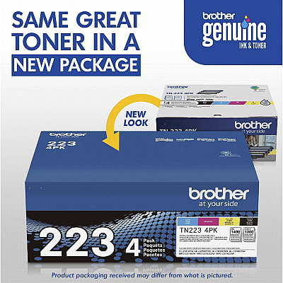 Brother TN223 Original Standard Yield Laser Toner Cartridge - Multi-pack - Black, Cyan, Magenta, Yellow - 4 / Box (TN2234PK)