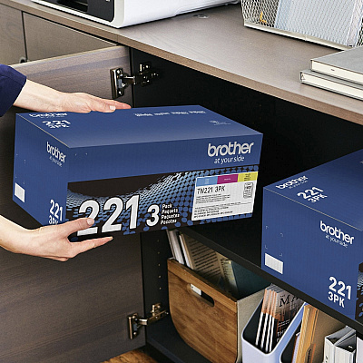 Brother TN221 Original Standard Yield Laser Toner Cartridge - Multi-pack - Cyan, Magenta, Yellow - 3 / Box (TN2213PK)