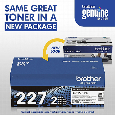 Brother TN227 Original High Yield Laser Toner Cartridge - Twin-pack - Black - 2 / Box (TN2272PK)