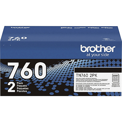 Brother TN760 Original High Yield Laser Toner Cartridge - Twin-pack - Black - 2 / Box (TN7602PK)