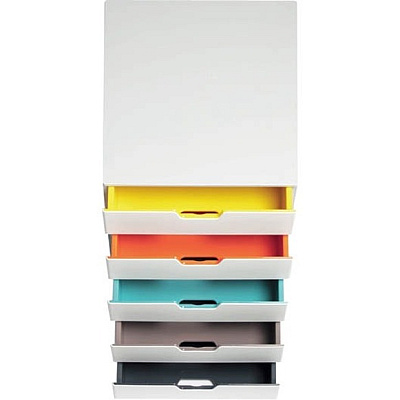 Durable VARICOLOR MIX 5 Drawer Desktop Storage Box, White/Multicolor (DBL762527)