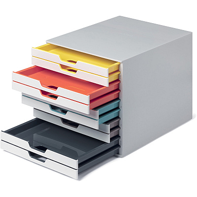 Durable VARICOLOR MIX 10 Drawer Desktop Storage Box, White/Multicolor (DBL763027)