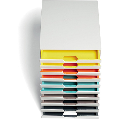 Durable VARICOLOR MIX 10 Drawer Desktop Storage Box, White/Multicolor (DBL763027)