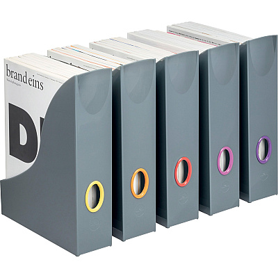 Durable VARICOLOR Magazine Rack Set, Gray/Multicolor - 5 pack (DBL770657)