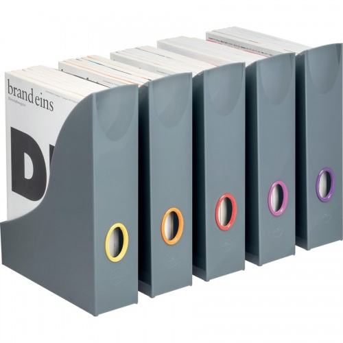 Durable VARICOLOR Magazine Rack Set, Gray/Multicolor - 5 pack (770657)
