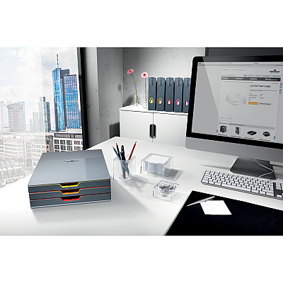 Durable VARICOLOR Magazine Rack Set, Gray/Multicolor - 5 pack (DBL770657)