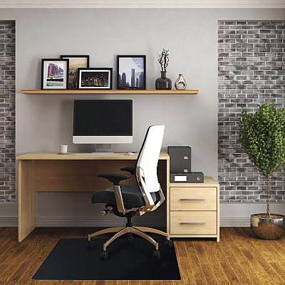 Floortex Advantagemat Black Vinyl Rectangular Chair Mat for Hard Floor - 48" x 60" (FLRFC124860HEBV)