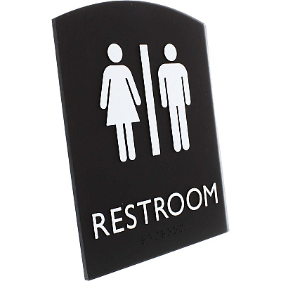 Lorell Arched Unisex Restroom Sign (LLR02672)