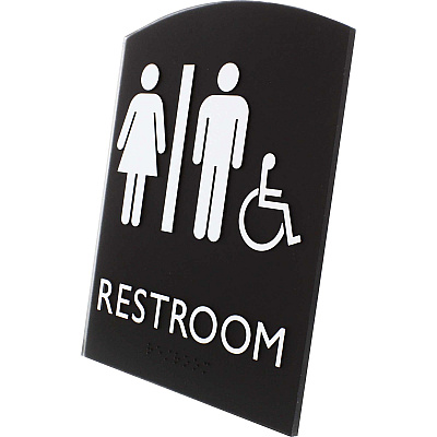 Lorell Arched Unisex Handicap Restroom Sign (LLR02673)