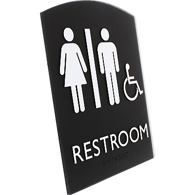 Lorell Arched Unisex Handicap Restroom Sign (LLR02673)