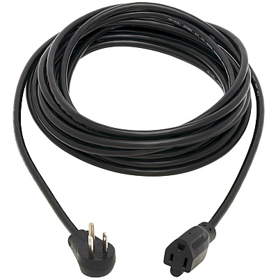 Eaton Tripp Lite Series Power Extension Cord, Right-Angle NEMA 5-15P to NEMA 5-15R - 10A, 120V, 18 AWG, 25 ft. (7.62 m), Black (P02202515D)