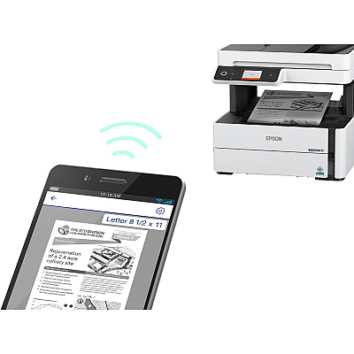 Epson WorkForce ST-M3000 Monochrome Multifunction Supertank Printer. Cartridge Free MFP with ADF & Fax Inkjet copier/Fax/Scanner-1200x2400 dpi Print-Automatic Duplex Print-1200 dpi Optical Scan-20 ppm-Up to 23k pages of ink-Wireless LAN (C11CG93201)