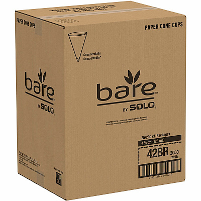 Solo Eco-Forward 4.25 oz Treated Paper Cone Water Cups (SCC42BR)