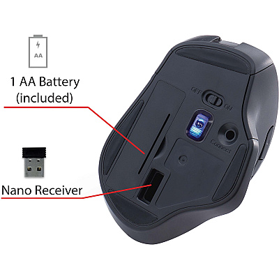 Verbatim Silent Ergonomic Wireless Blue LED Mouse - Graphite (70242)