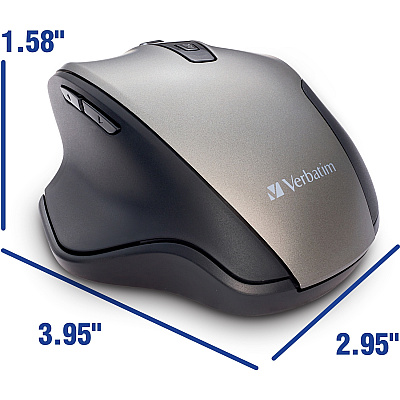 Verbatim Silent Ergonomic Wireless Blue LED Mouse - Graphite (70242)