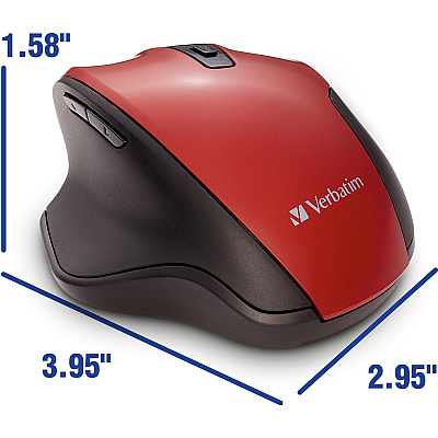 Verbatim Silent Ergonomic Wireless Blue LED Mouse - Red (70243)
