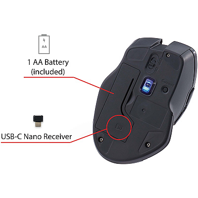 Verbatim USB-C Wireless Blue LED Mouse - Graphite (70245)