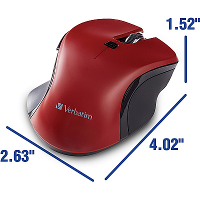 Verbatim USB-C Wireless Blue LED Mouse - Red (70246)